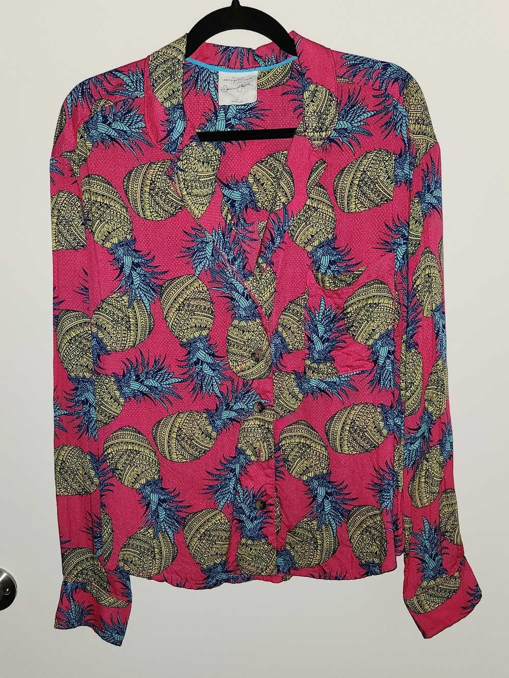 Anthropologie Janine Lecour Pineapple Buttondown Size Medium